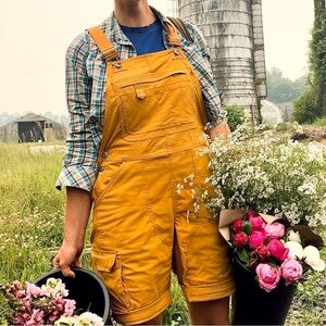 Duluth Trading Co. - Heirloom Gardening Short Overalls Mustard Yellow - XXL